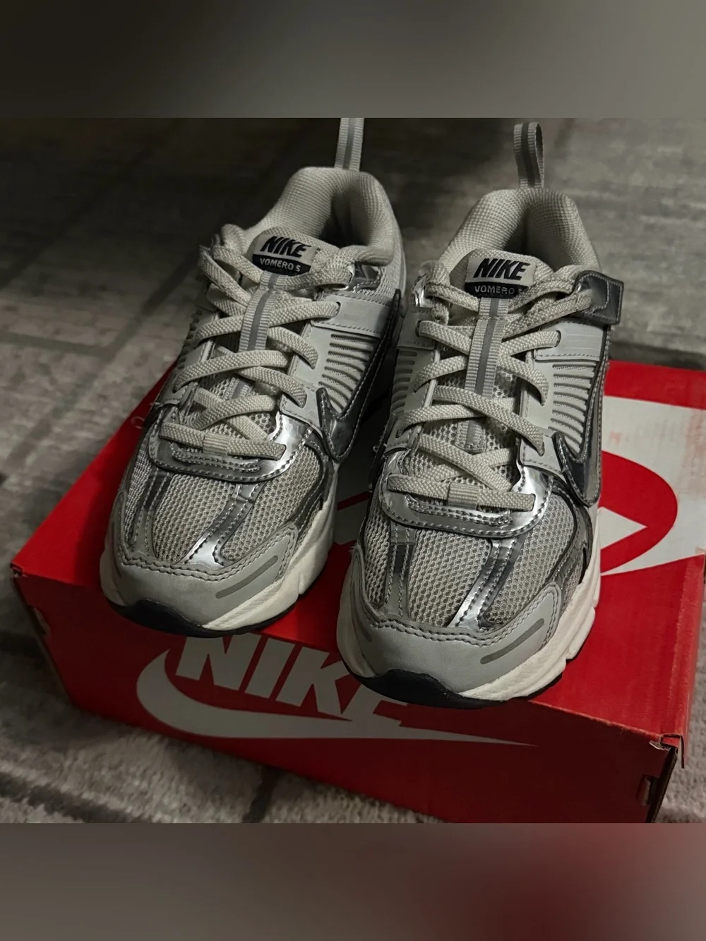 Nike Light Gray and Black Running Shoes